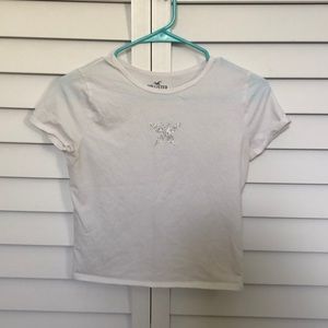 White sparkly crop top